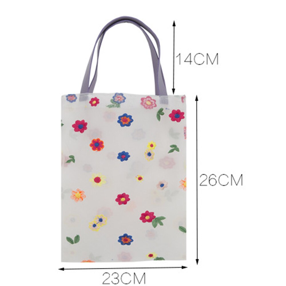 1PC Embroidered Portable Shopping Bag Mesh Small Daisies Beach Wind Translucent Mesh Bag Small Bag 3D No Zipper