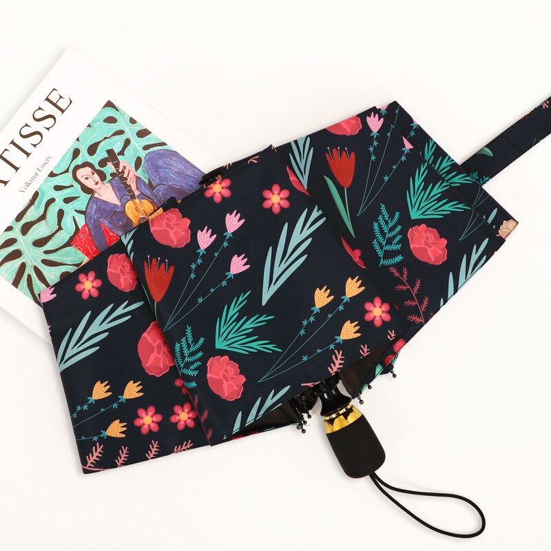 Umbrella Women's Automatic Rain and Sun Dual-purpose Three Folding Umbrella Student Sun Protection Uv Umbrella