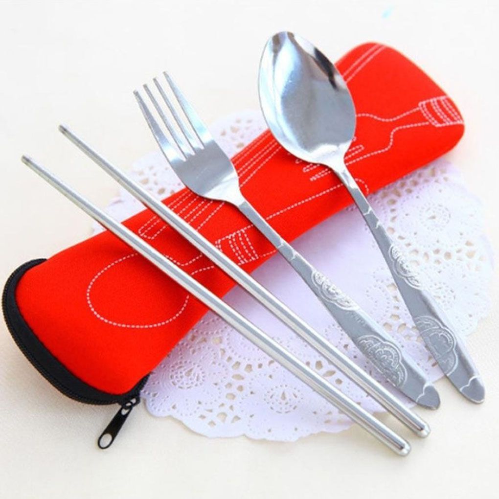 1PC Tableware Bag Washable With Zipper Travel Cutlery Kit Case Portable Pouch For Dinner Travel Camping Tableware Household Tool