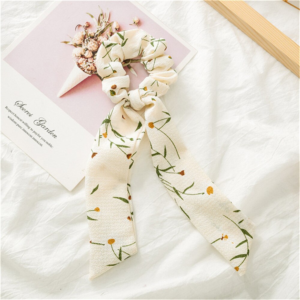 Chiffon Streamers Ponytail Tassel Hair Ring Ribbon Women Hair Rope Bow Hair Accessories Tied Hair Style Tool: 3