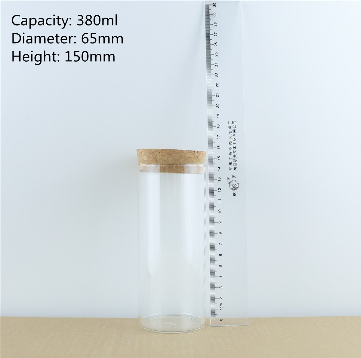 4 Stks/partij Dikke Glazen Fles 65Mm Kurk Spice Flessen Container Potten Flesjes Diy Craft Keuken Opslag Flessen: 380ml