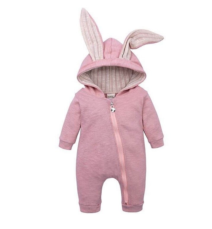 Baby Herbst Winter Kleidung Neugeborenen Baby Junge Mädchen 3D Bunny Ohren Strampler Langarm Kleidung Kaninchen Insgesamt Zip Warme overall