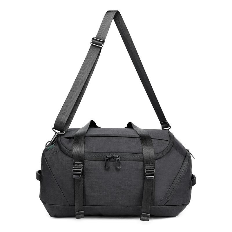 waterproof Men travel bag portable sports shoulder Messenger bag with shoes pocket multifunctional laptop back pack: Black