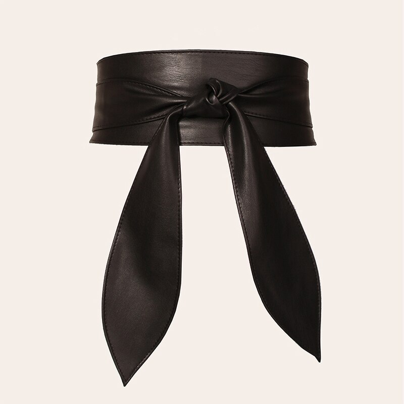 Ceinture à nœud de tempérament, en simili cuir, à la , large, délicat, doux, accessoires pour vêtements,: Black