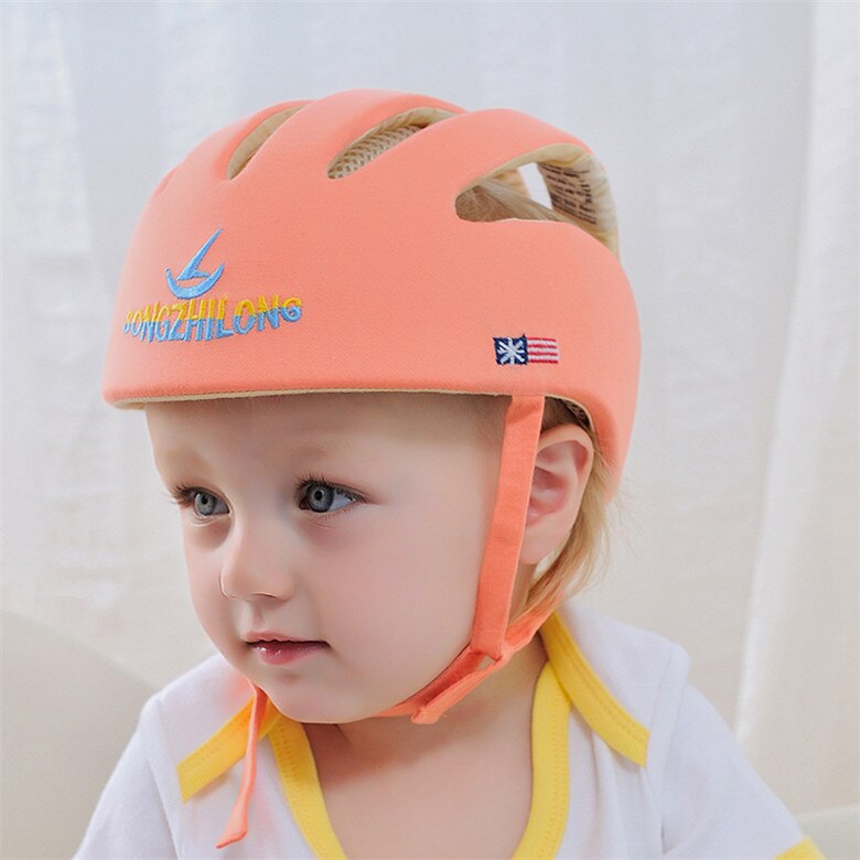 Baby Helm Sicherheit Schutzhelm Für Babys Mädchen Baumwolle Infant Schutz Hüte Kinder Kappe Für Jungen Mädchen Capacete Infantil: Orange