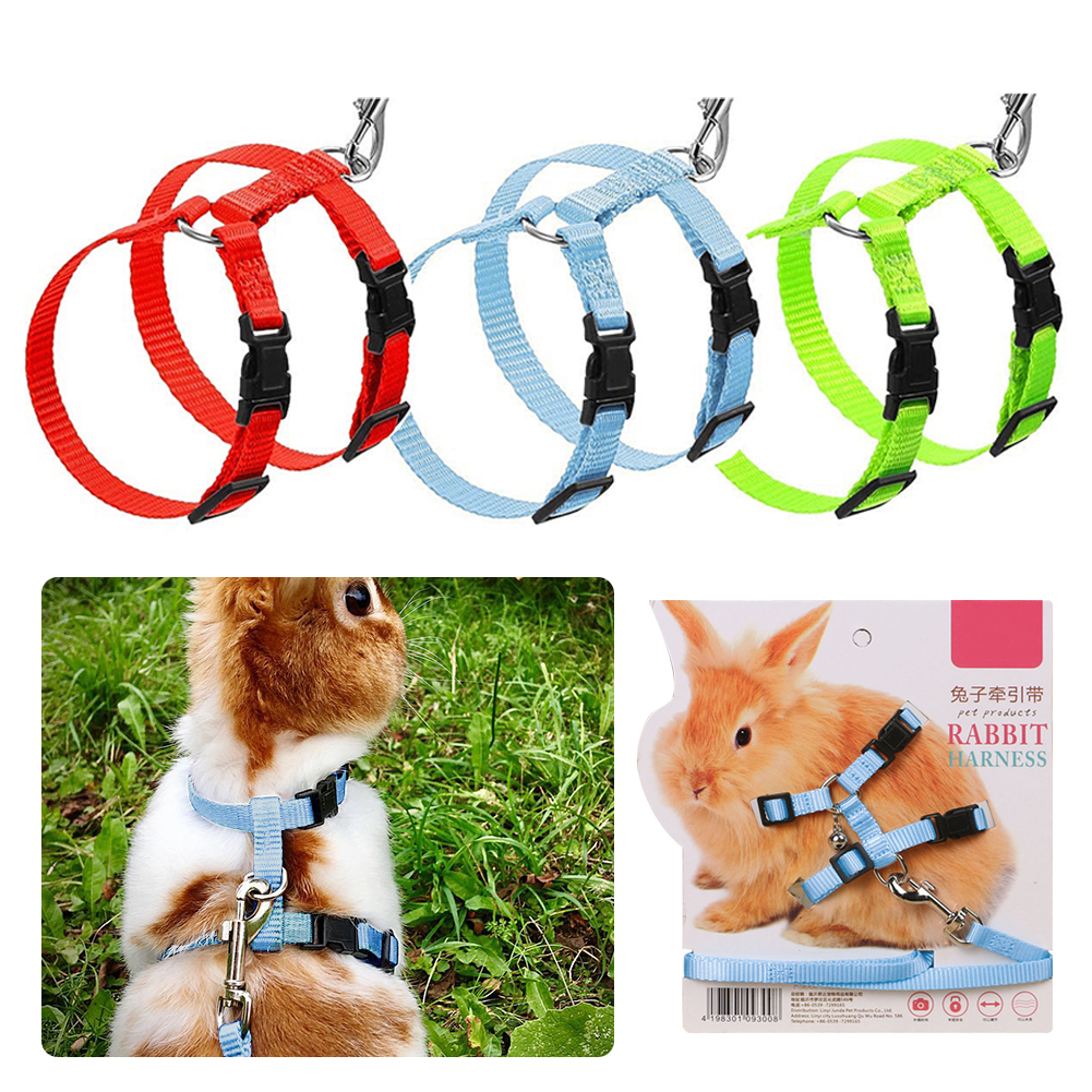 Polyester Adjustable 8shaped Soft Rabbit Harness Leash Guinea Pig Lead Rope Pet Chinchilla Leash Small Pet Traction Rope Running