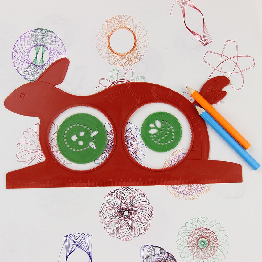 1 sett spirograf magisk skilpadde kanin skisseblokk tegnebrett magisk penn pedagogisk tegnelinjal for barn