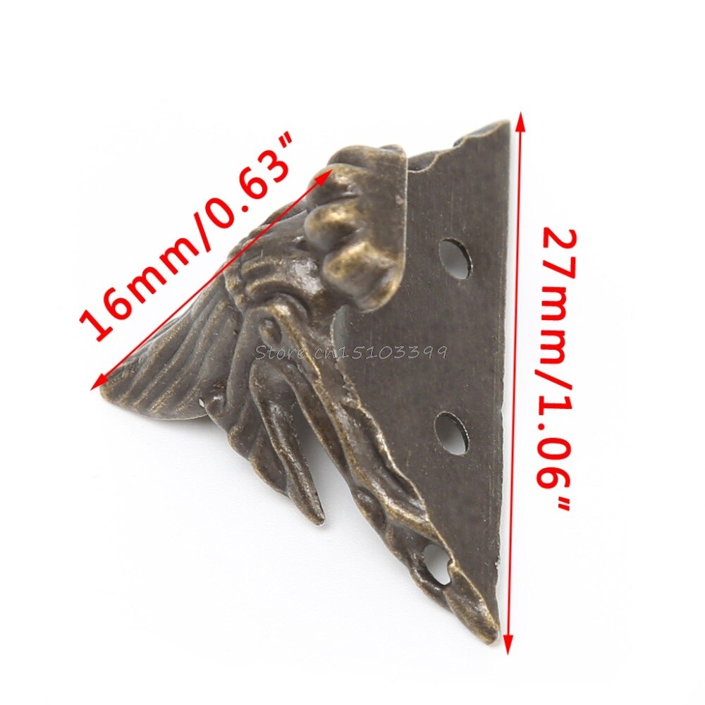 4x Antique Bronze Decorative Jewelry Box Wooden Case Feet Leg Corner Protector Corner Brackets