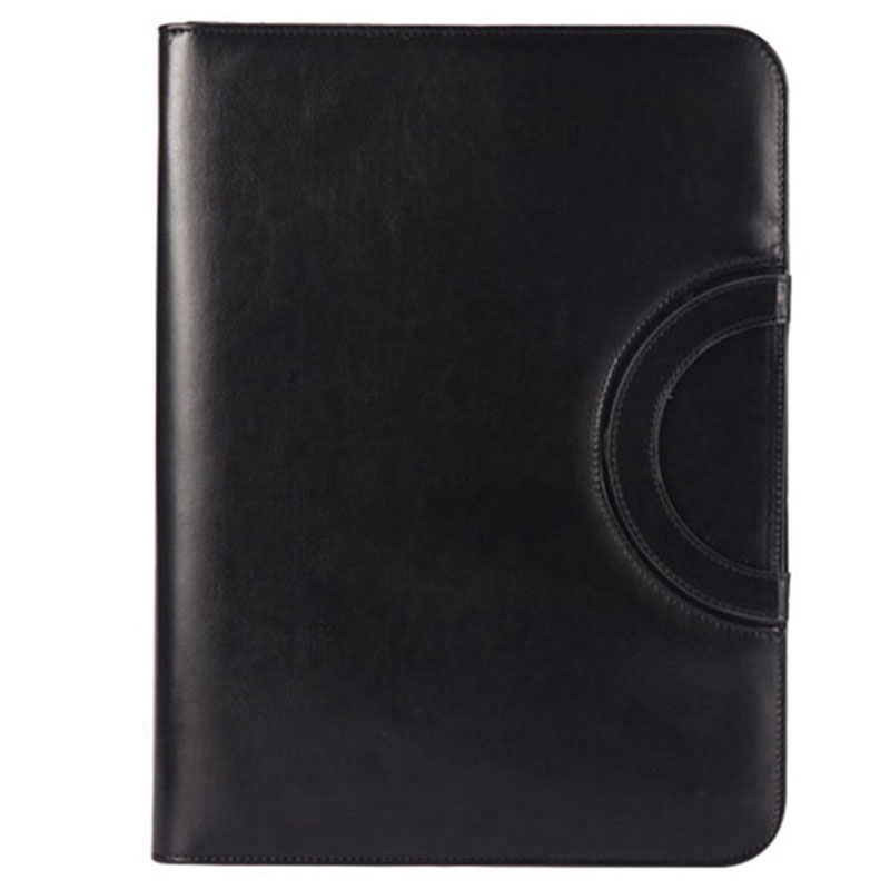 A4 Map Multifunctionele Draagbare Rits Zak Beheer Clip Voor Met Rekenmachine Bedrag Premium Lederen Notepad: Black