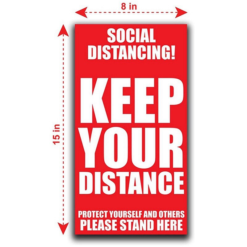 5Pcs/Lot Floor Sticker Social Distance Keep Your Distance Decals Sing Safety Stickers for Supermarket Banks