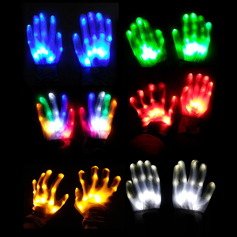 1pc led lysemitterende handskerbegivenheder festartikler lysende blinkende handsker halloween kostume
