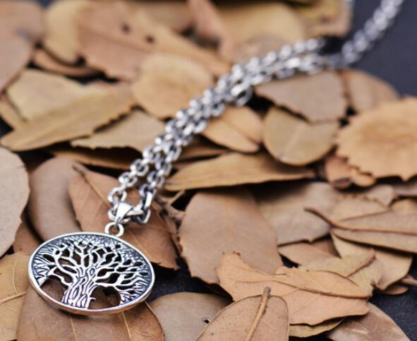 Ketting met 100% 925 zilveren levensboomhangers, ketting met 925 sterling zilveren levensdriehangers en geluksamulet: Met 45cm kettingen