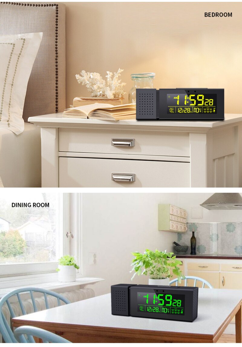 Digital Alarm Clock TS-P30 IR Sensor Movable Night Light With FM Radio Temperature Humidity Display
