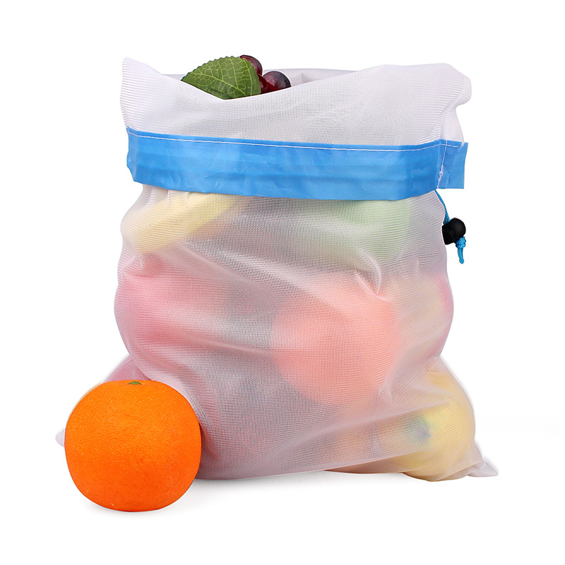 3 stk genanvendelige mesh producerer poser til vegetabilsk frugt 3 størrelser bærbar vaskbar opbevaringspose til dagligvarebutik miljøvenlig