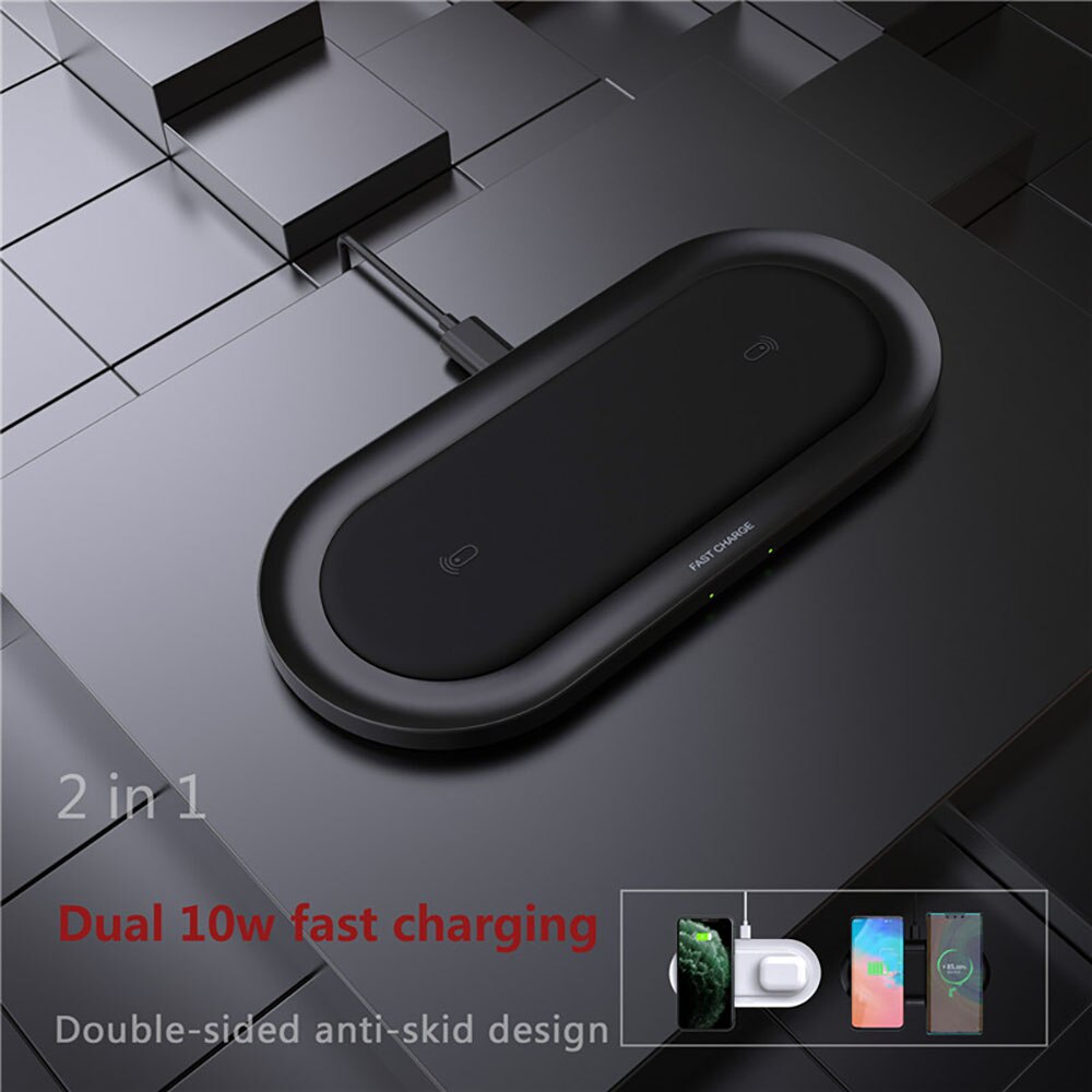 20W Dual Wireless Charger Double Qi Fast Charging Pad for Multiple Devices For Airpods Pro 2 iPhone 11 XS XR X 8 Samsung S20 S10