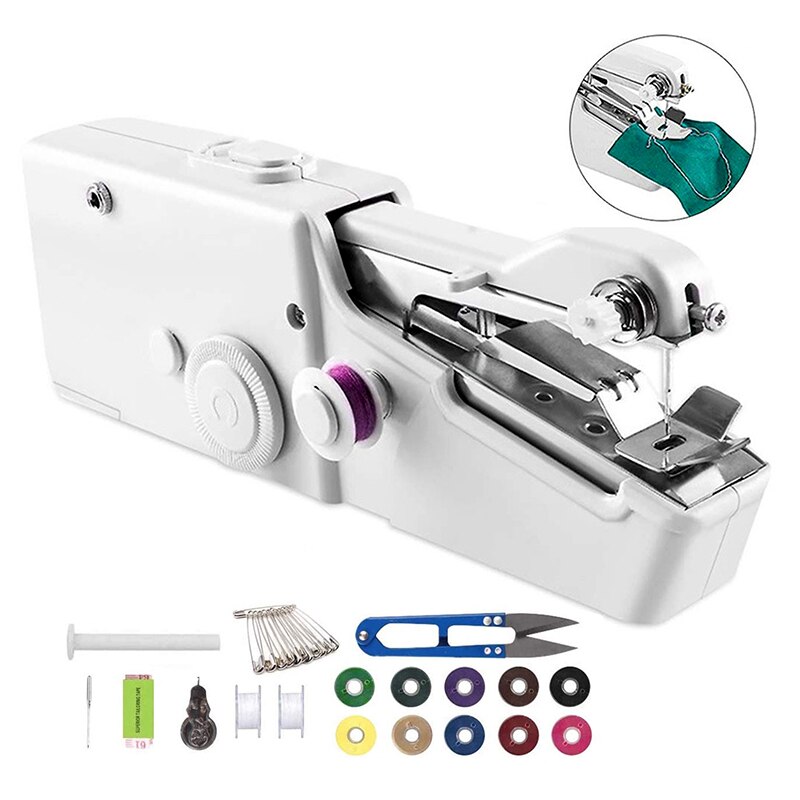 Draagbare Huishouden Mini Hand Naaimachine Quick Stitch Naaien Handwerken Cordless Kleding Stoffen Elektronische Naaimachine