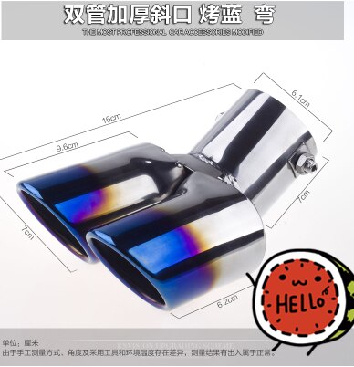 Uitlaatpijp demper uitlaatpijp uitlaat mondstuk uiteinde universeel roestvrij staal cirkelvormig schuin uiteinde één verandering twee dubbel uit: 3