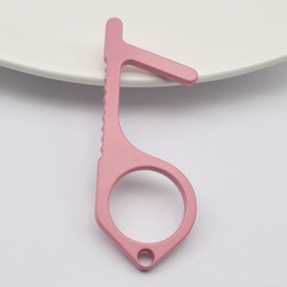 Touch Screen Buttons EDC Door Opener Hygiene Hand Antimicrobial Contactless Press Elevator Tool Portable Door Opener Keychain: pink
