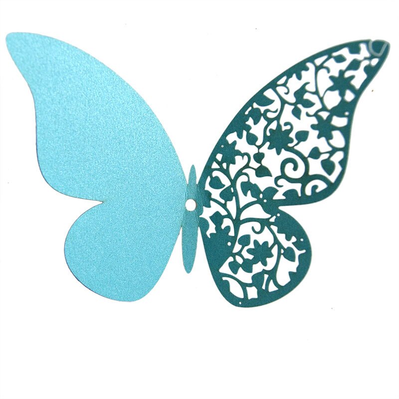 12 stücke Halben hohl 3D Schmetterling Zauberstab Aufkleber für Hochzeit Hause dekoration Schmetterlinge auf sterben Zauberstab zimmer Dekor Mehrfarbig aufkleber: hell Blau