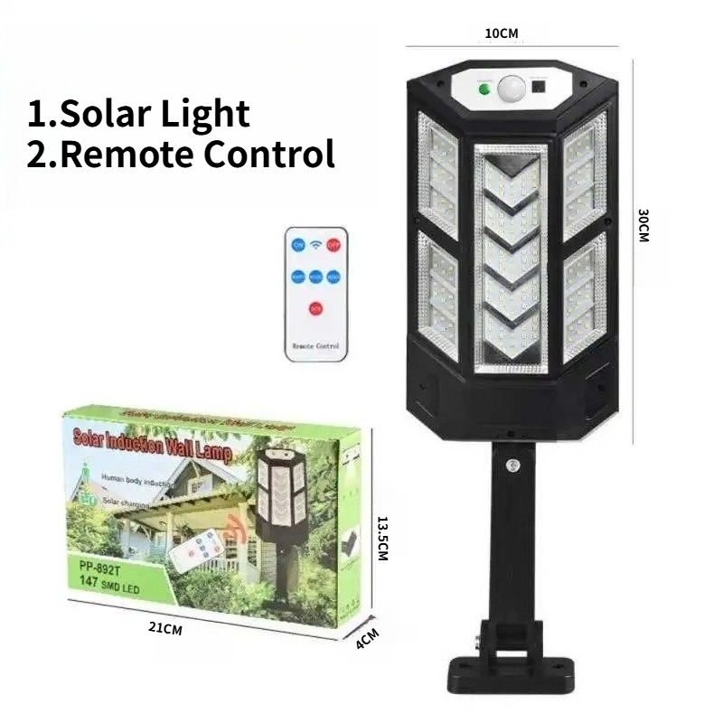 Lámparas solares grandes para exteriores con sensor modo de control remoto adecuado para calles jardines patios luces montadas en la pared impermeables