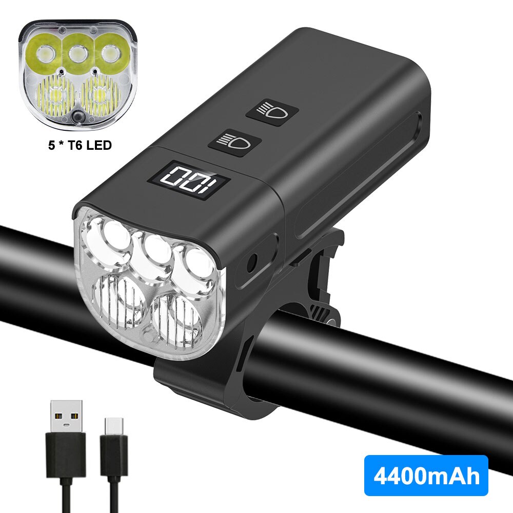 USB Charging Handlebar Headlight 2 LED/3 LED/5 LED/8 LED Front Bike Light LED Lamp Built-in Rechargeable Battery for Cycling: 5LED Front Light