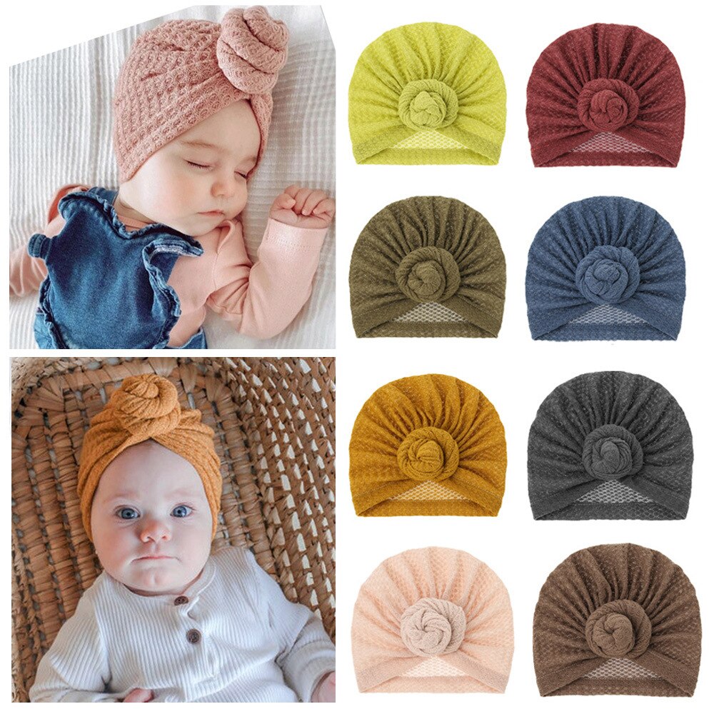 Bonnet en tricot pour bébé, casquette pour -né, Turban doux, pour filles et garçons,