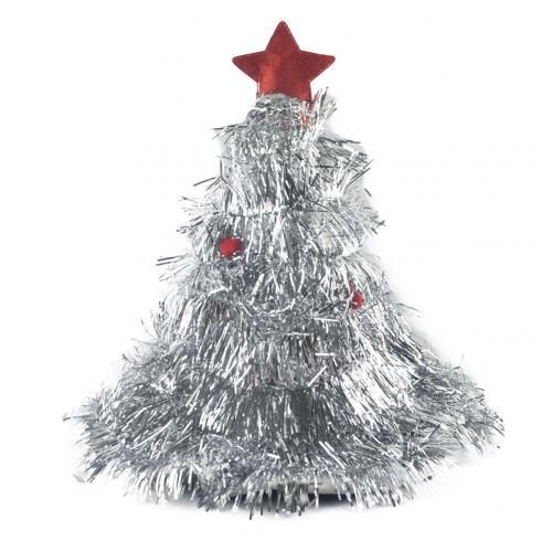 Skinnende glitter juletræ hat voksen børn xmas fest kostume indretning sød kasket jul hat fest santa hatte år: Sølv