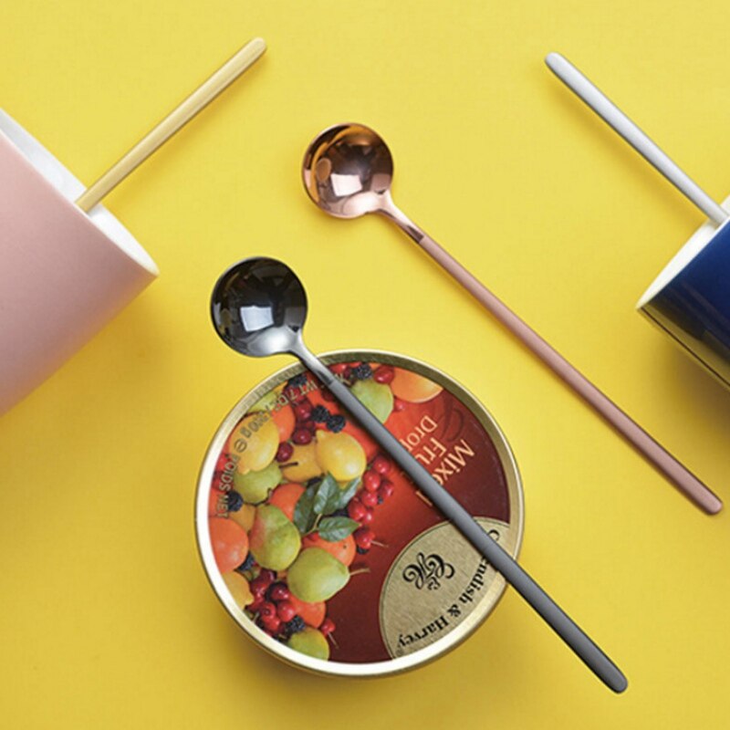 Kleine Ronde Fruit Yoghurt Lepel Mok Rvs Ronde Vorm Melk Koffie Lepels 1Pc