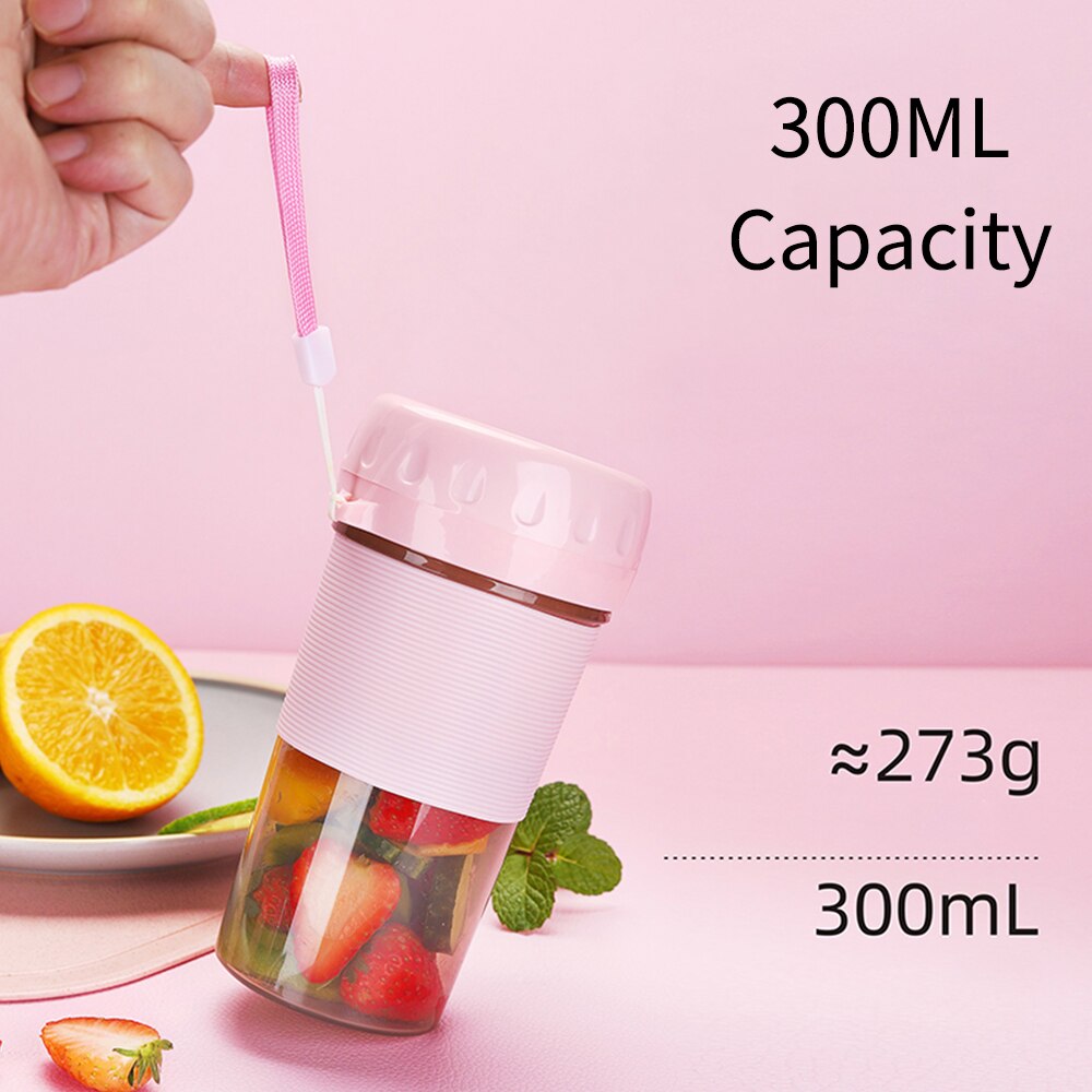 Portable Juicer Cup USB Juicer Cup Blender for Smoothies and Shakes 300ML Fruit Mixing Machine Detachable Cup Rechargeable Tool