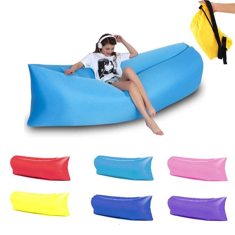 Tragbares aufblasbares stuhlkissen, bequemes sofabett, outdoor-lounge, wasserdichte strandmatte, picknickdecke, reise-camping-luftkissen