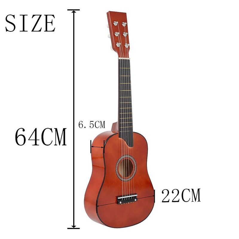 Guitarra IRIN acústica de tilo de 25 pulgadas 12 trastes 6 cuerdas con púas y cuerdas para niños principiantes Color café