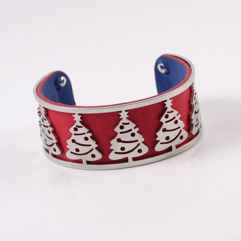 Árvore da vida pulseira de aço inoxidável ajustável georgette bangles intercambiáveis pulseira de couro para presente de jóias femininas: red tree