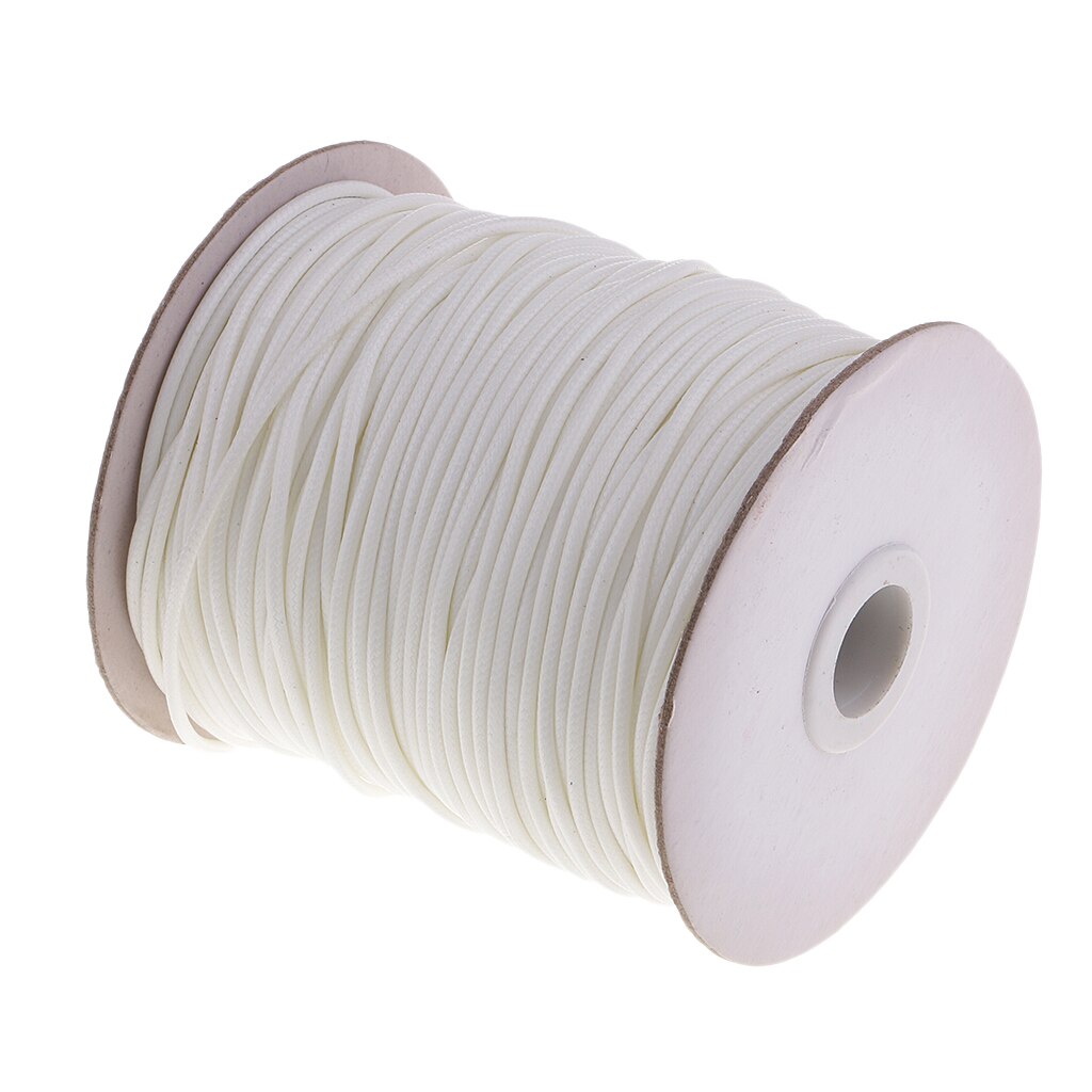 80 Meters 2mm Cotton Waxed Cord Beading DIY Jewelry Making Thread for Leather Sewing Crafting Shoe Bag: White as described