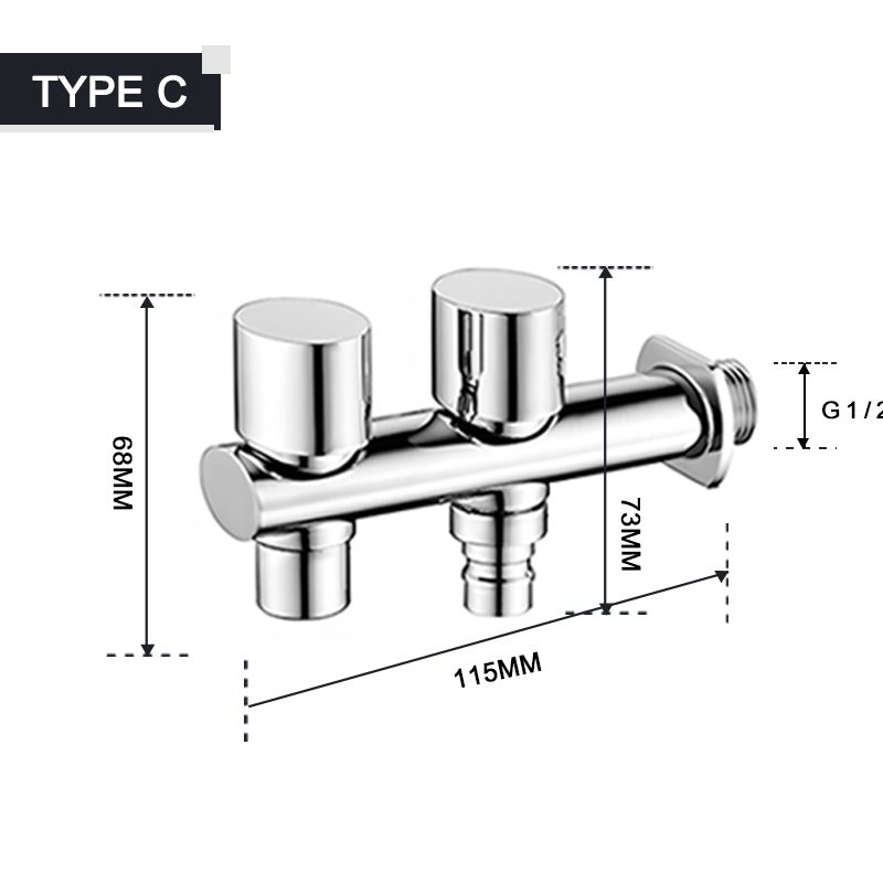 Chrome Outdoor Faucet Garden Bibcock Tap Bathroom Washing Machine Mop Pool Faucet Brass Single or Double Outlet Toilet Bibcocks: Type C