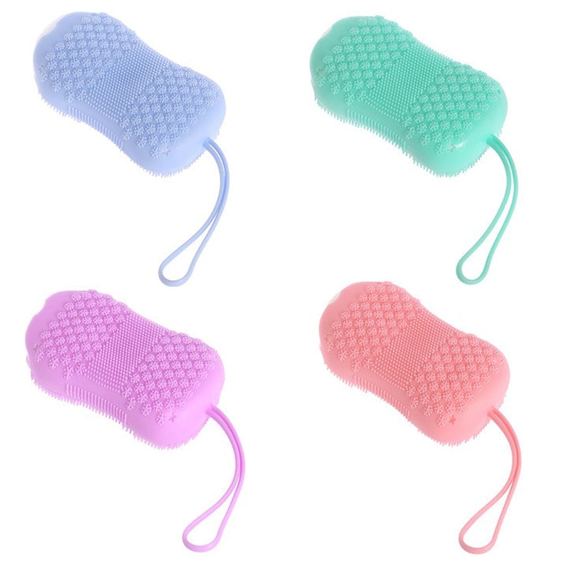 Silikon badborste dusch bubbelskrubb svampborste badrumsrengöring massageborste för att skrubba tillbaka kroppsduschtillbehör