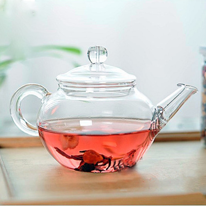 Genomskinlig tekanna värmebeständig glaskanna med kinesisk infusions kaffeblomma te blad örtkruka 250ml hållbar vattenkokare