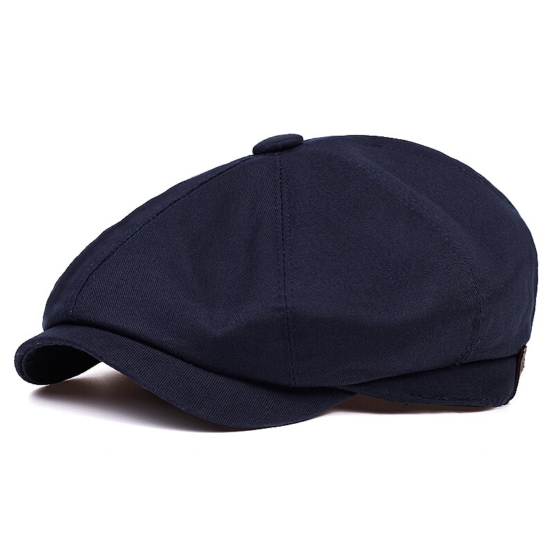 Mode Krantenjongenspet Mannen Twill Katoen Baretten Hoed Vrouwen Baker Retro Achthoekige Hoeden Mannelijke Boina Hip Hop Baret Hoeden gorras: navy blue