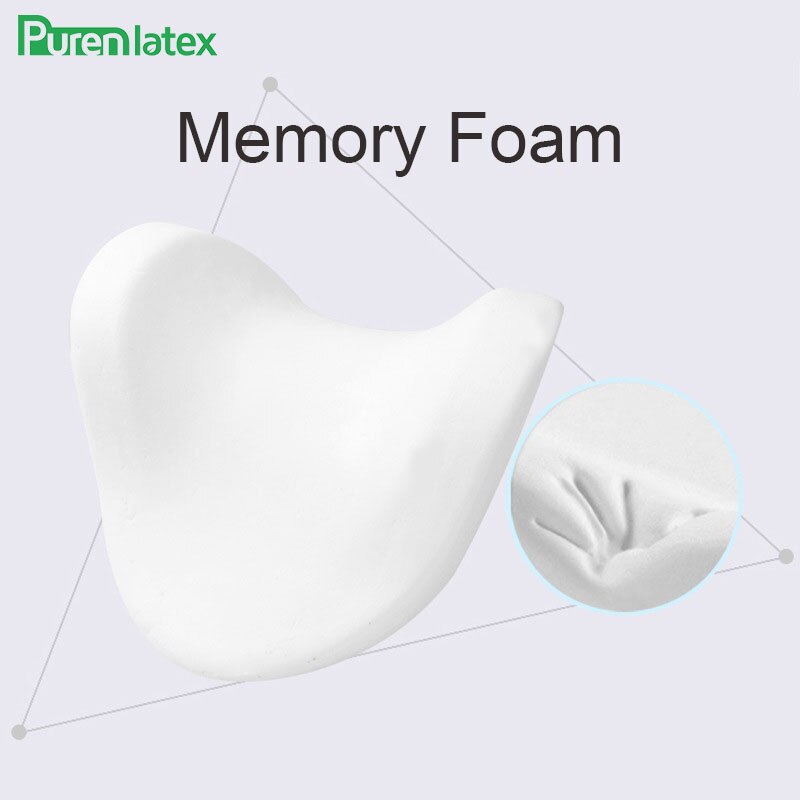 PurenLatex Car Headrest Slow Rebound Memory Foam Auto Pillow Ice Silk Soft Protect Neck Spine Support Head Cushion Release Pain