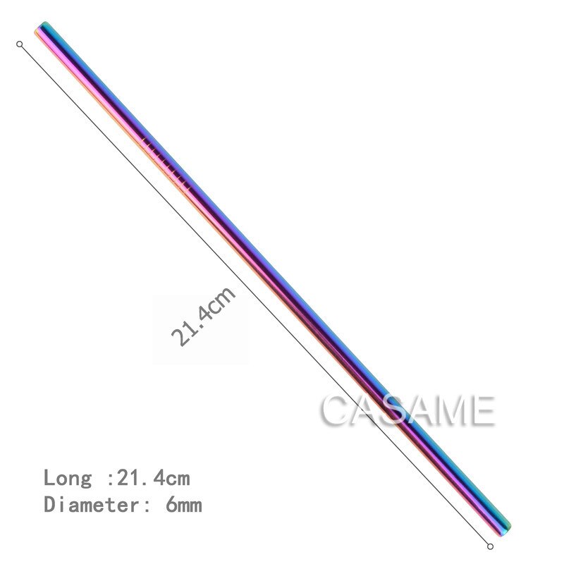 Pailles réutilisables en acier inoxydable, 6 pièces, pailles en métal doré de alimentaire, ensemble de brosses pour fête juteuse,: Colorful Straight
