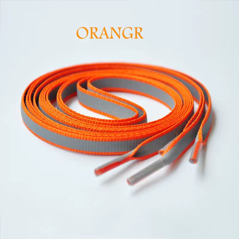 Reflecterende veters met platte breedte voor hardloopschoenen, veiligheidslichtgevende grijze lichtgevende veters voor sneakers, unisex voor sport, canvas schoenen: Oranje