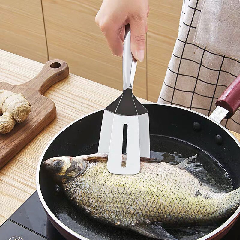 Kitchen Stainless Steel Frying Spatula Kitchenware Pancakes Fried Fish Spatula Clamp Pizza Steak Spatula Clip Kitchen Tools