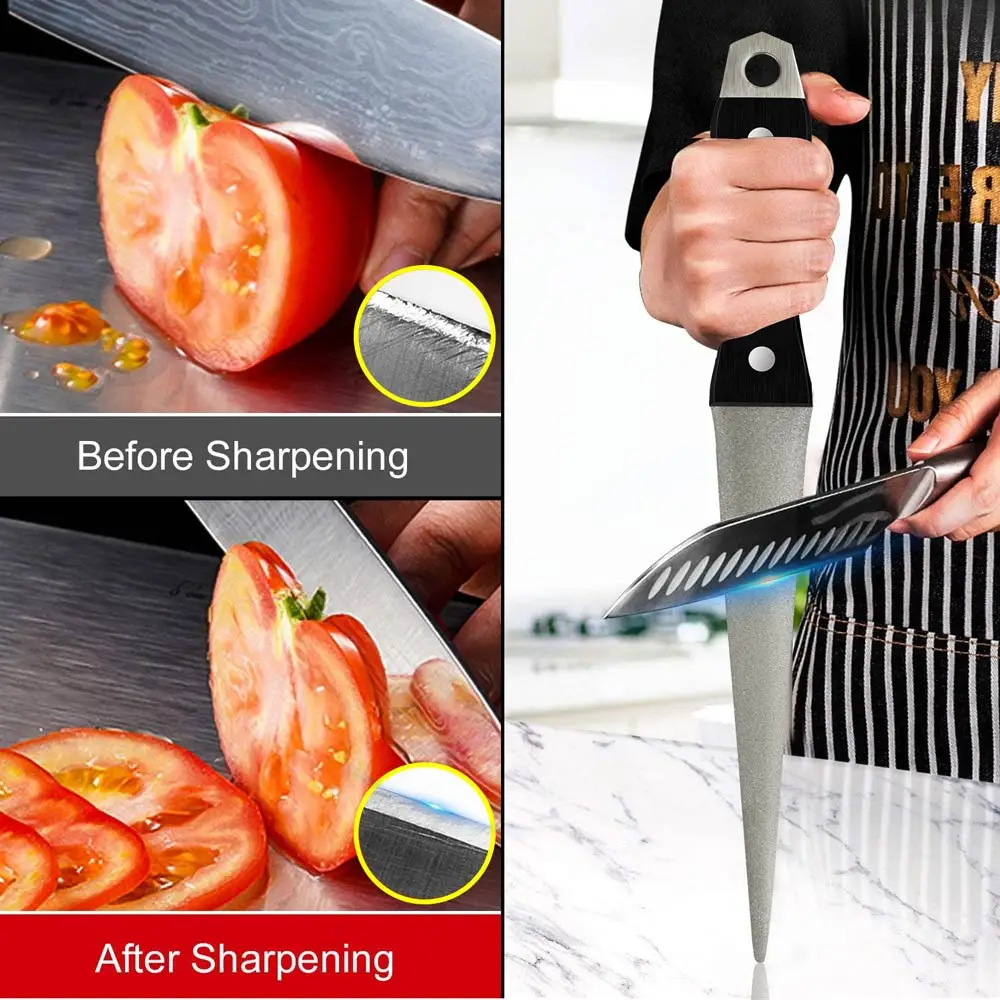 Pietra per affilare Pietra diamantata Affilacoltelli per affilare i coltelli Superficie curva per forbici per coltelli Barra per affilare Strumento per macinare la cucina