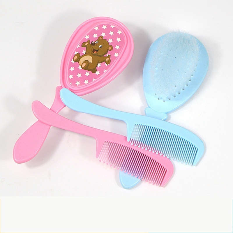 2Pcs Newborn Baby Brush And Comb Cute Safety Bathing Soft Care Brush Comb Set Infant Hair Scalps Head Massager