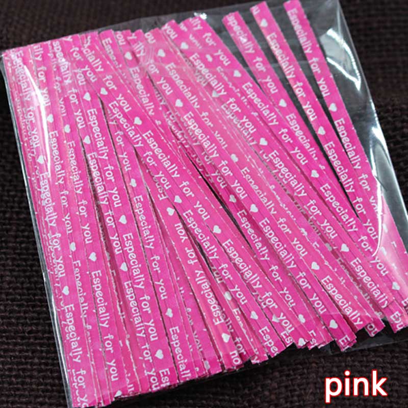 100Stck/tasche Küche Spielereien Kuchen Twist Krawatte Draht metallisch Twist Krawatten Lutscher Nachtisch Zubehör Befestigungen Abdichtung Werkzeuge: Rosa