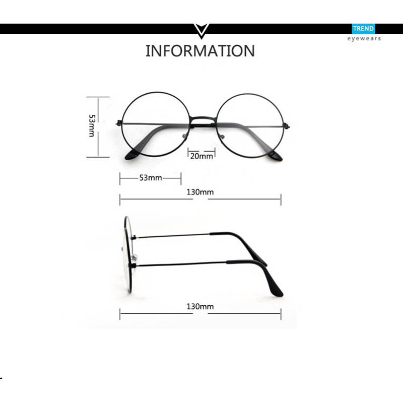 Round Eyeglasses glasses frame men/women Transparent Metal eyeglass frame Black Silver Gold spectacles Eyeglasses