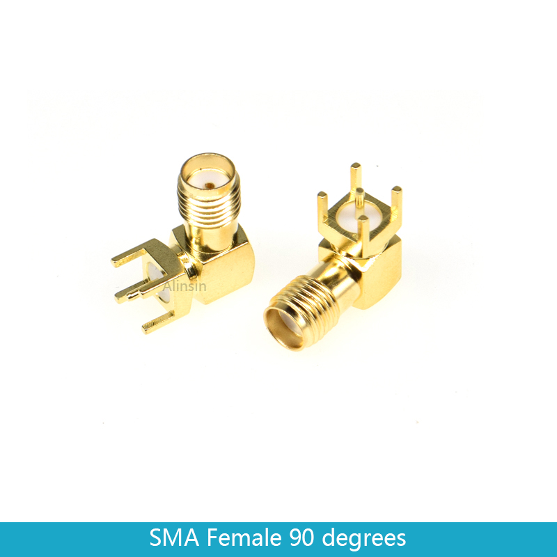 10PCS SMA KE/KHD/KWE RF Adapter Female jack connector Right Angle/Straight Solder type Antenna CONNECTOR PCB Mount 17MM 20/23 MM: right angle female