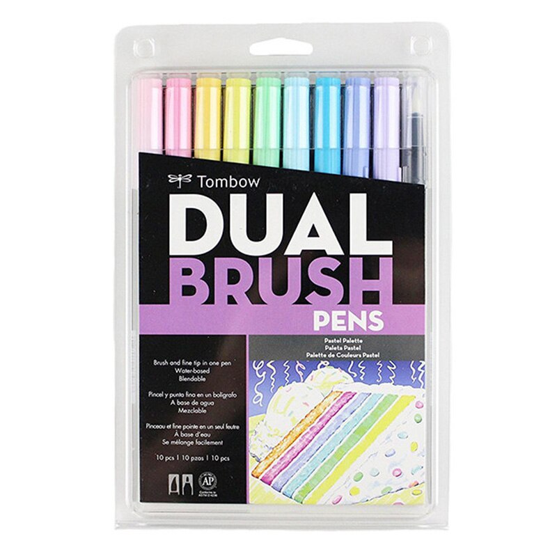 TOMBOW-rotulador de doble pincel ABT para acuarela, conjunto de 108 colores, dibujo, caligrafía, Pastel brillante, retrato de galaxia gris