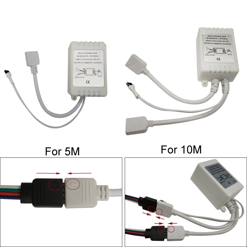 goolook IR 44keys Remote Controller Box Dimmer RGB 24keys Controller For 5050 3528 LED strip DC12V Double Door Output