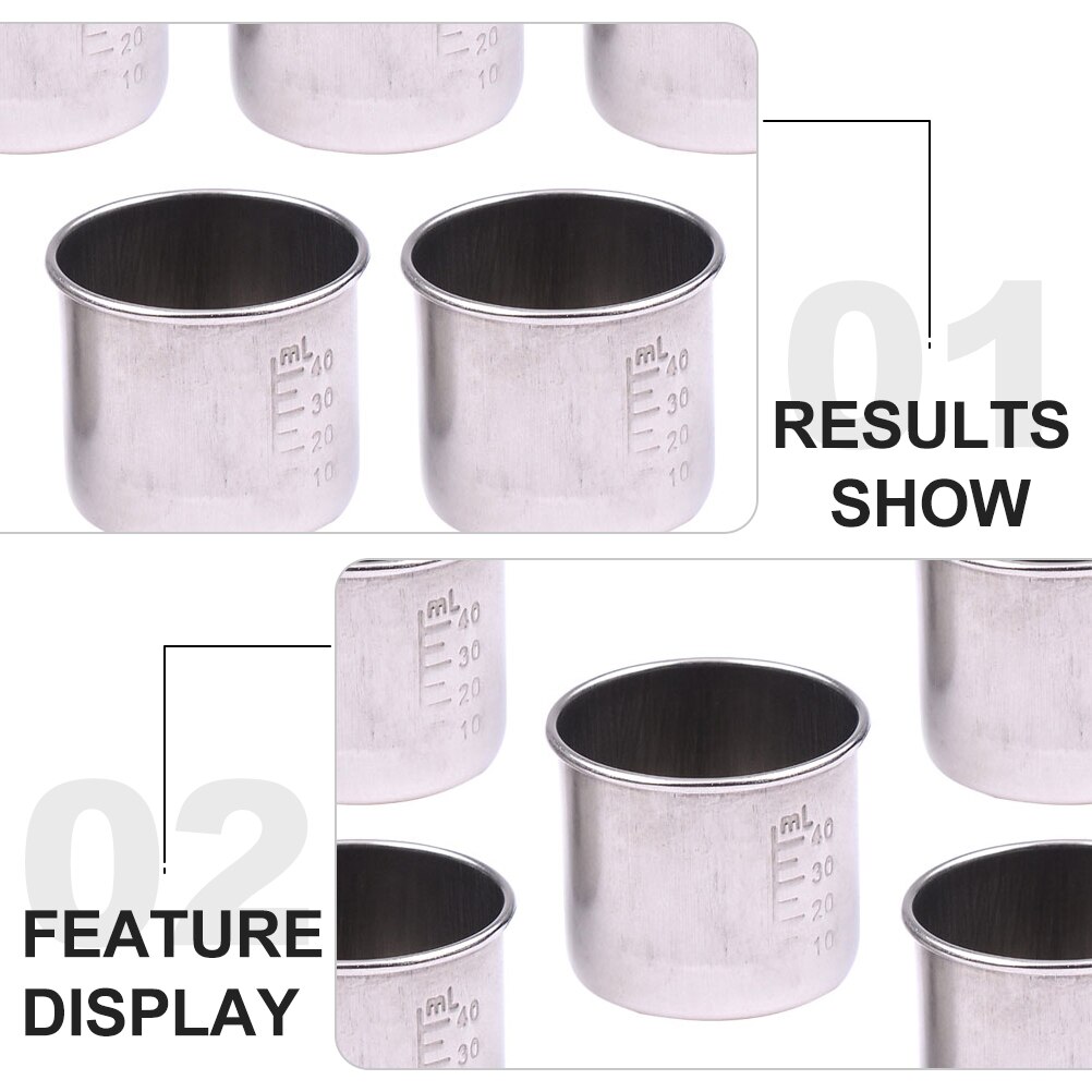 6pcs Graduated Volumetric Beaker Labs Measuring Cups Stainless Steel Scale Beaker