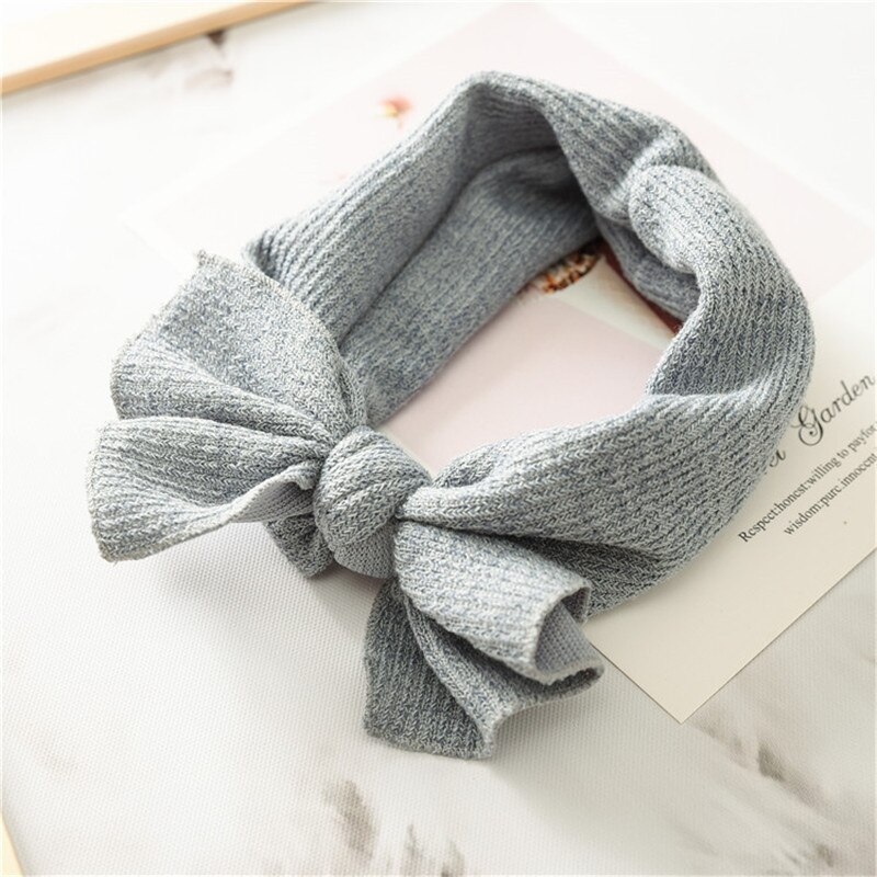 1 PC Winter Warm Ear Warmer Headwrap Xmas Girls' Crochet Headband Knitted Bow Hairband Hair Band Accessories: blue gray